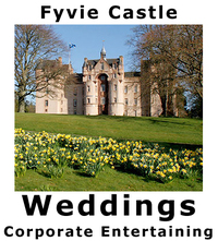 Weddings at Fyvie Castle: Fyvie Castle is a fairytale venue for civil, religious and humanist wedding ceremonies. Adorned with masterpieces by Raeburn, Gainsborough and Batoni, the castle's exquisite Gallery and interconnecting Drawing Room provide a glorious setting for drinks receptions, ceremonies and dinners. From the castle, a short stroll through the grounds leads to the Racquets Court, a glass-roofed pavilion with a sprung dance floor, perfect for ceilidhs and evening receptions. For larger wedding receptions, a marquee can be erected on the South Lawn, with the castle providing a spectacular backdrop. Corporate: Fyvie Castle is an elegant and stylish setting for both intimate and large-scale corporate events and entertaining. A sophisticated venue for gala dinners and champagne receptions, the castle and glass-roofed Racquets Court are also ideal for recitals, concerts and conferences. For maximum versatility, marquees can be erected in the grounds.
